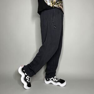 Vintage Y2K Under Armour Sweatpants Mens 2XL Jet Black Cotton Embroidered Logo